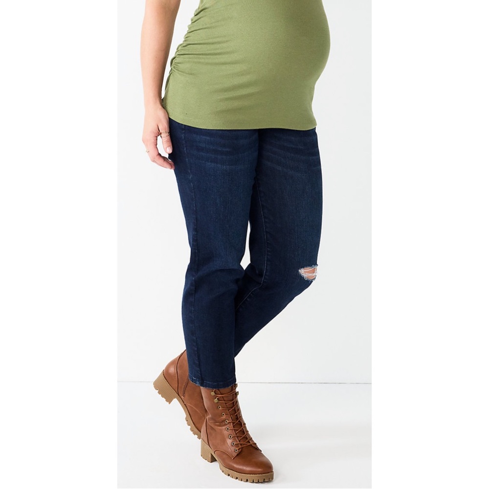 NWT Sonoma Over-The-Belly Cropped Straight-Leg Jeans Blue Maternity Size 4